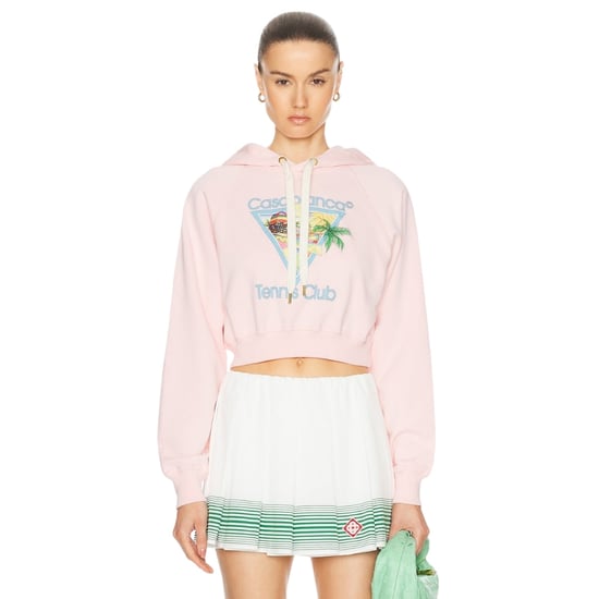 Casablanca Printed Cropped Hoodie Afro Cubism Tennis Club Pale Pink Hoodies - Image 2