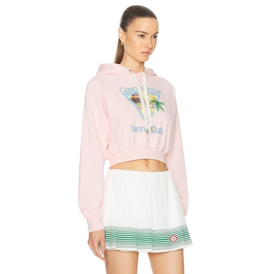 Casablanca Printed Cropped Hoodie Afro Cubism Tennis Club Pale Pink Hoodies - Image 3
