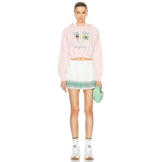 Casablanca Printed Cropped Hoodie Afro Cubism Tennis Club Pale Pink Hoodies - Image 5