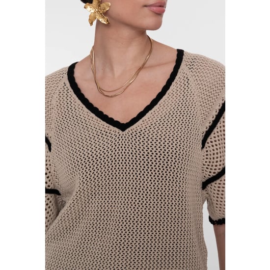 Geisha 64050-23 721 pullover raglan v-neck light sand/black - Image 4