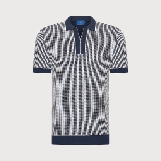 Blue Industry De gebreide print polo | - Image 3