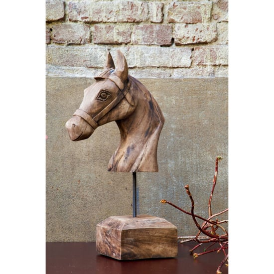 Light & Living Ornament op voet horse hout 25x14x48cm - Image 3