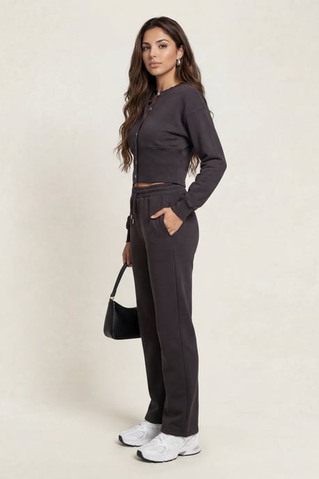 Corset Top And Wide Leg Set Charcoal - Image 2