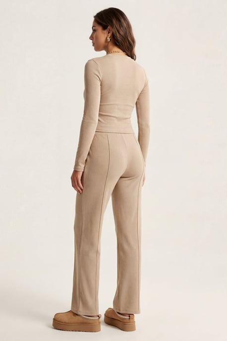 Soft Rib V Cardigan Set Oatmeal - Image 2