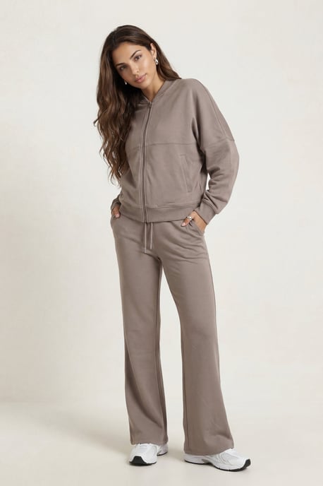Bomber Jacket And Flare Jogger Set Grey - Image 1