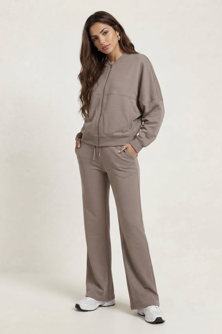 Bomber Jacket And Flare Jogger Set Grey - Image 2