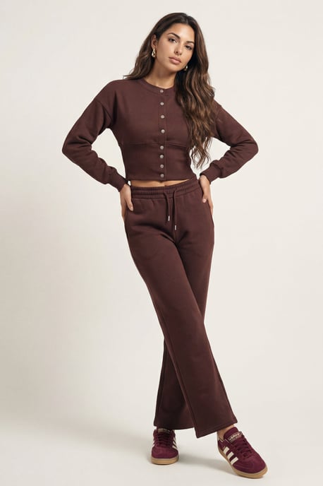 Corset Top And Wide Leg Set Chocolate - Image 1