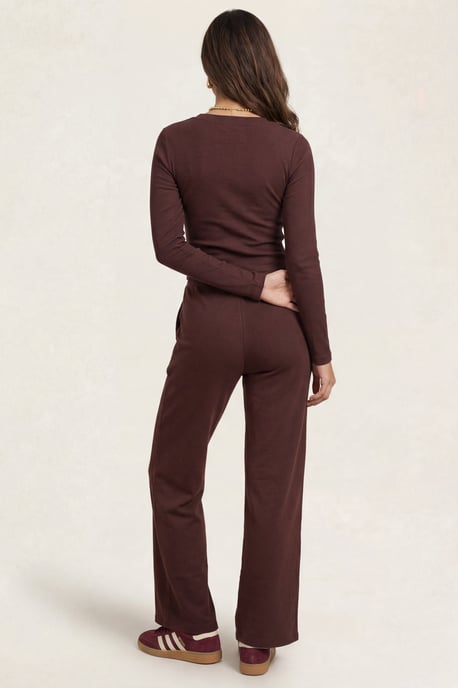 Soft Rib V Cardigan set Chocolate - Image 3