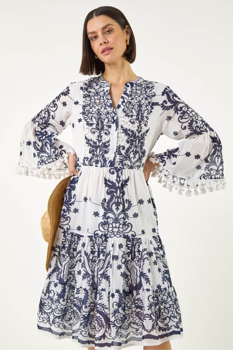 Embroidery Bead Detail Smock Dress - Image 1