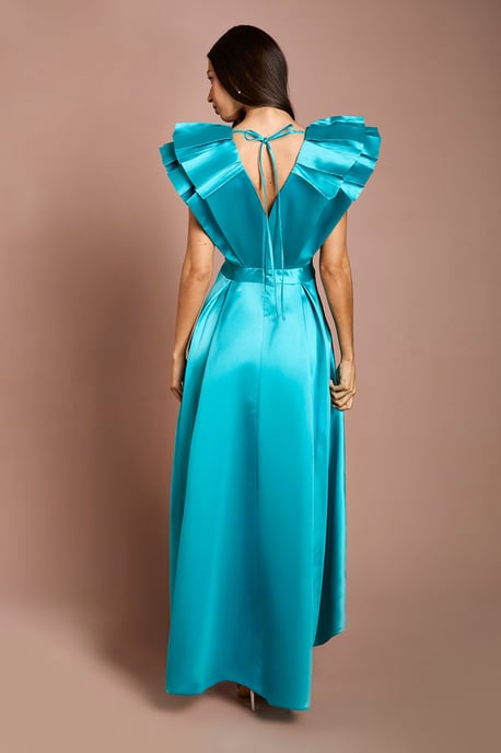 Frill Sleeve V Neck Midi Dress - Image 3