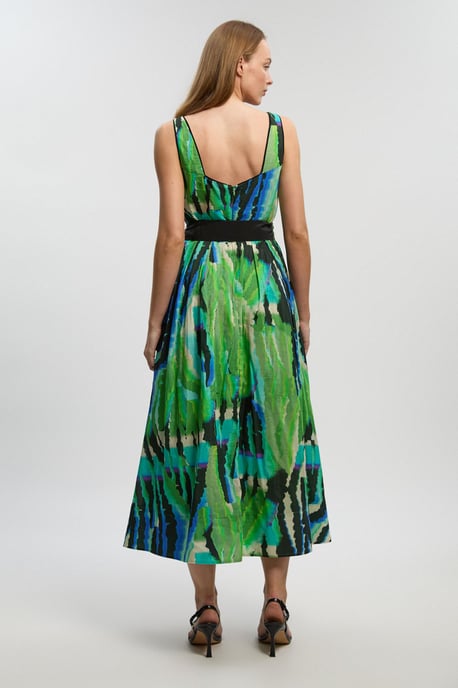 Silk Cotton Animal Strappy Maxi Dress - Image 4