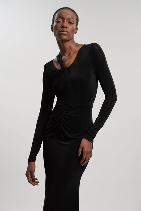 Slinky Crepe Twist Detail Maxi Dress - Image 2