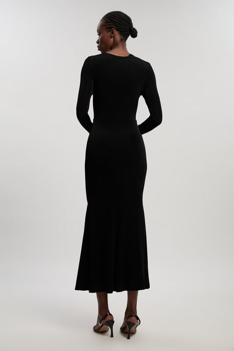 Slinky Crepe Twist Detail Maxi Dress - Image 4