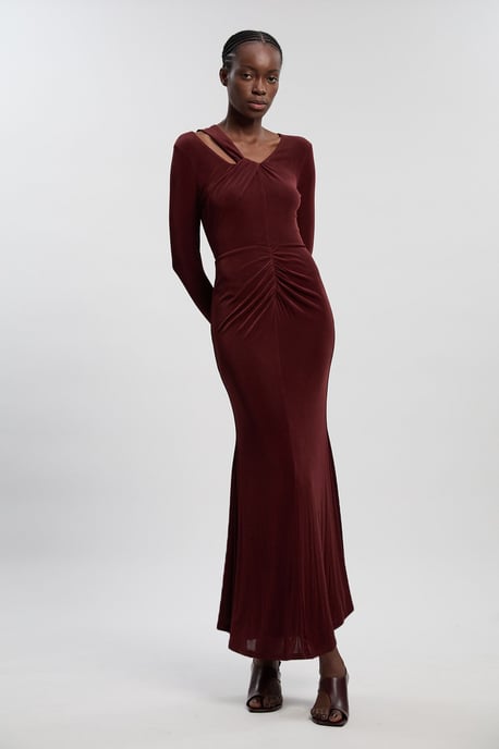 Slinky Crepe Twist Detail Maxi Dress - Image 2