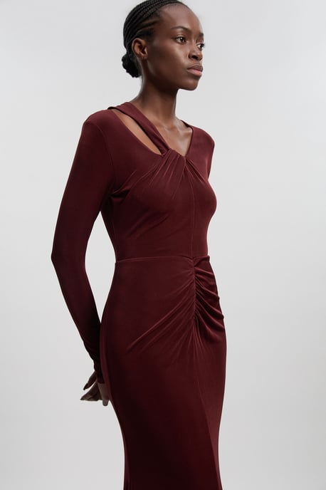 Slinky Crepe Twist Detail Maxi Dress - Image 3