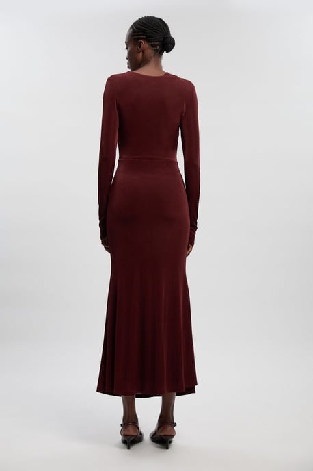 Slinky Crepe Twist Detail Maxi Dress - Image 4