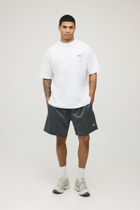 Regular Fit Striped Man Script Short - Image 4