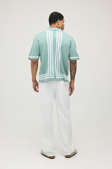 Relaxed Border Stripe Knitted Shirt - Image 2
