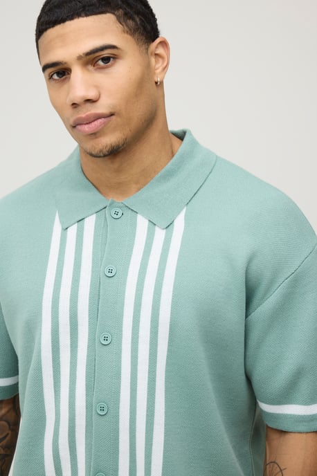 Relaxed Border Stripe Knitted Shirt - Image 3