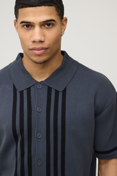 Relaxed Border Stripe Knitted Shirt - Image 3