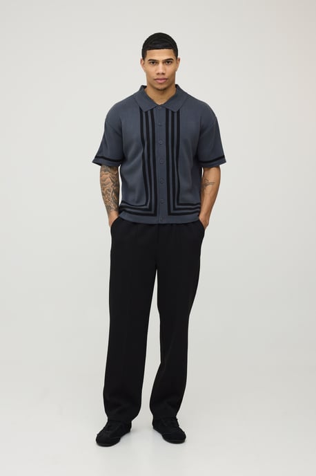 Relaxed Border Stripe Knitted Shirt - Image 4
