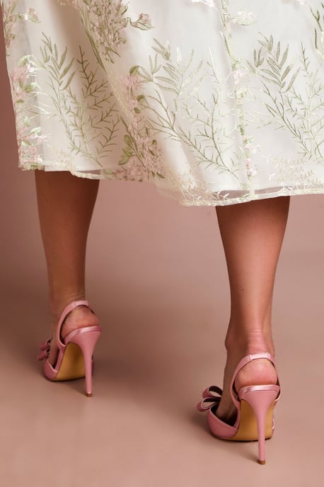 Tamara Satin Bow Sling Back Stiletto Court Shoes - Image 4