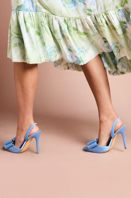 Tamara Satin Bow Sling Back Stiletto Court Shoes - Image 4