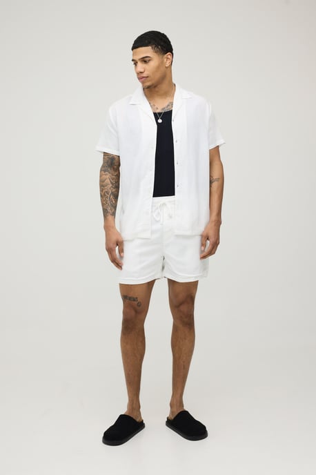 Holiday Linen Blend Regular Shirt & Relaxed Short Set - Image 4