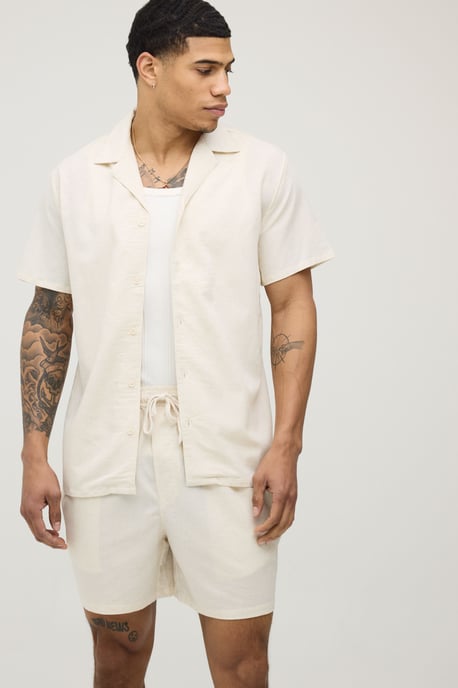 Holiday Linen Blend Regular Shirt & Relaxed Short Set - Image 1