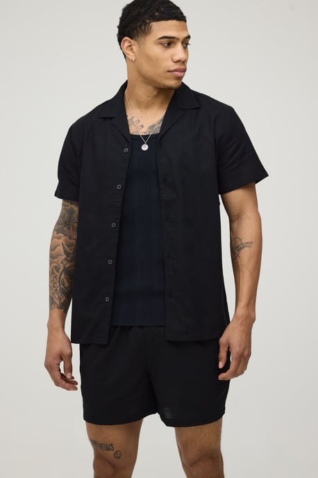 Holiday Linen Blend Regular Shirt & Relaxed Short Set - Image 1