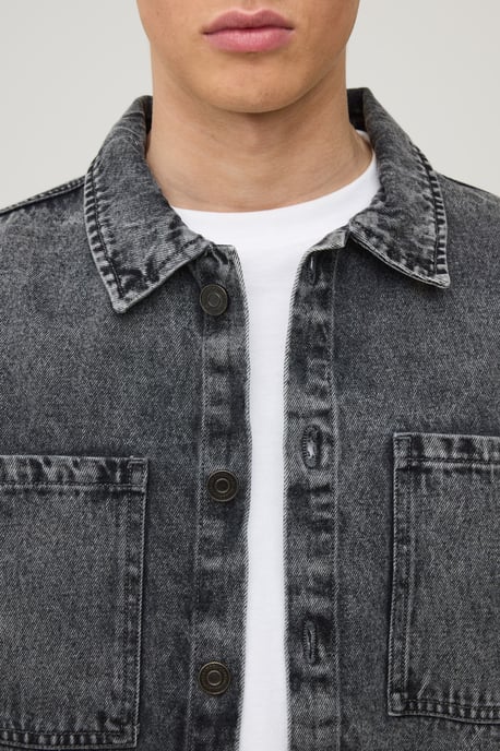 Boxy Oversized Washed Denim Overshirt Shirt - Image 2