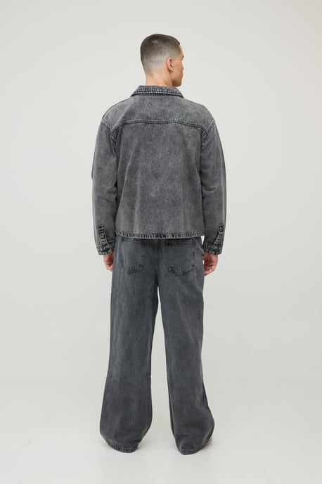 Boxy Oversized Washed Denim Overshirt Shirt - Image 3
