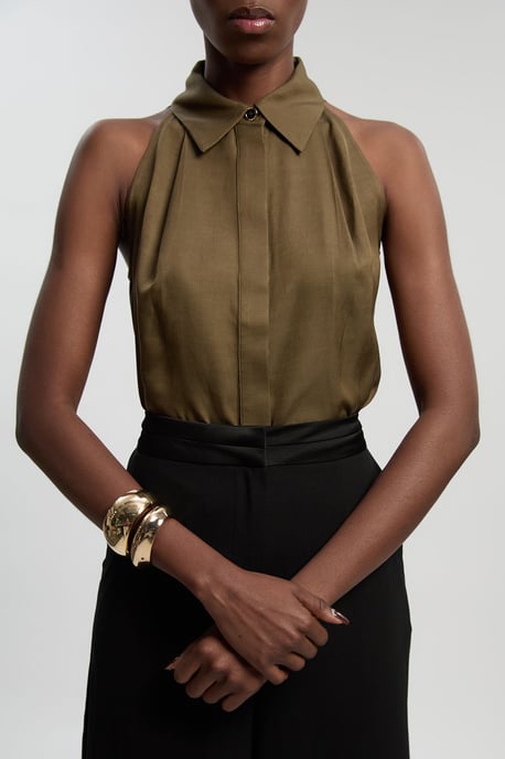 Premium Linen Viscose Halter Collared Woven Shirt - Image 3