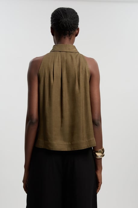 Premium Linen Viscose Halter Collared Woven Shirt - Image 4