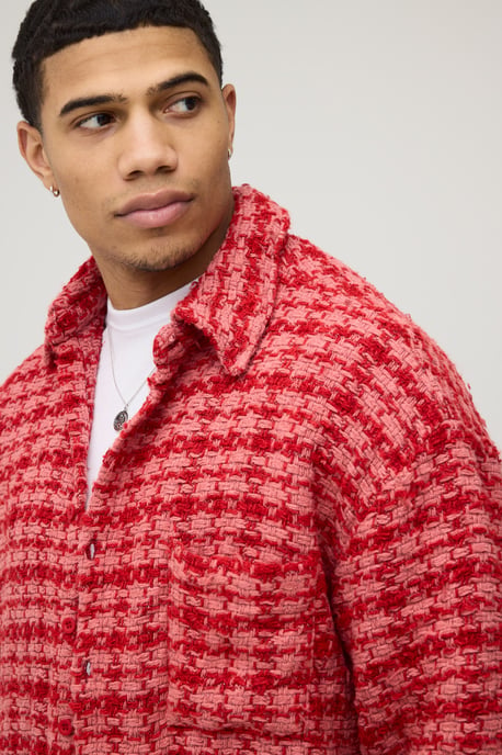 Oversized Check Boucle Over Shirt - Image 3