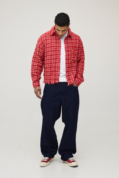 Oversized Check Boucle Over Shirt - Image 4