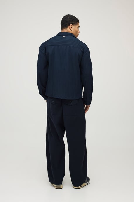 Boxy Crop Fit Long Sleeve Irregular Pleat Overshirt - Image 2