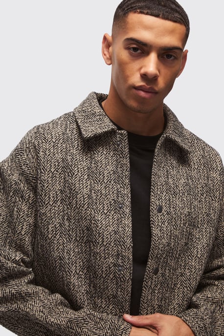 Heavyweight Boucle Herringbone Overshirt - Image 3