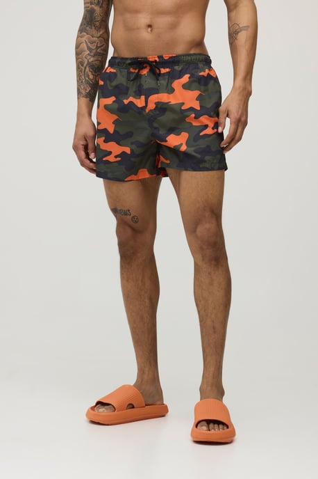 Camo Print Short Length Swim Short - Image 1