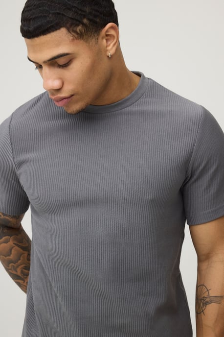 Slim Fit Ribbed Jersey T-Shirt & Shorts Set - Image 2