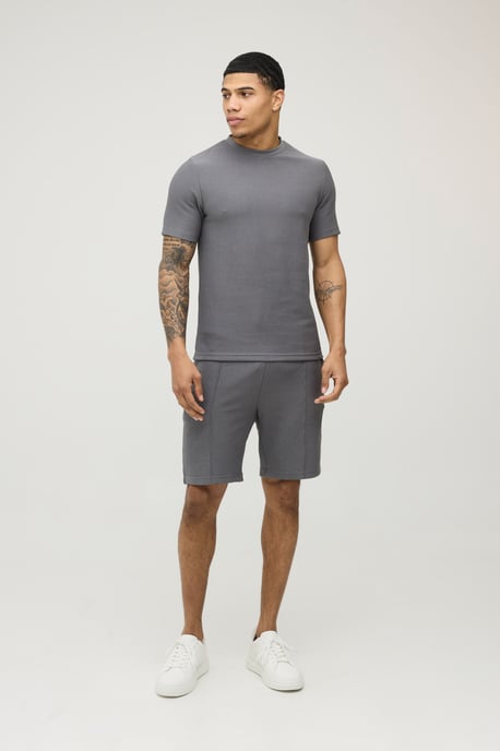 Slim Fit Ribbed Jersey T-Shirt & Shorts Set - Image 4