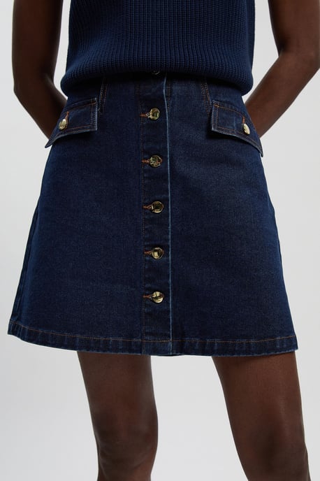 Petite Denim Button Front Mini Skirt - Image 2