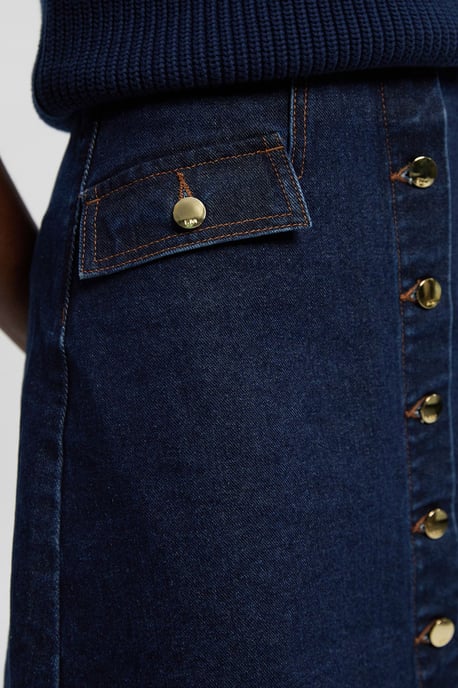 Petite Denim Button Front Mini Skirt - Image 3
