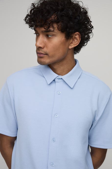 Short Sleeve Jersey Herringbone Shirt And Short Set - Image 2