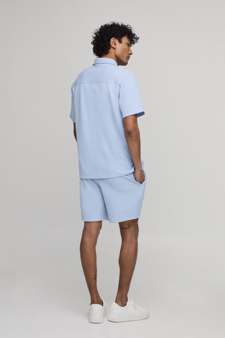 Short Sleeve Jersey Herringbone Shirt And Short Set - Image 3