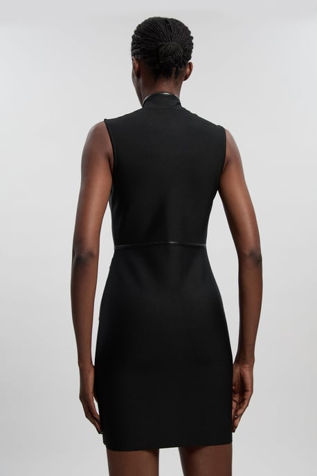 Sleeveless Pu Tipped Military Bandage Mini Dress - Image 4
