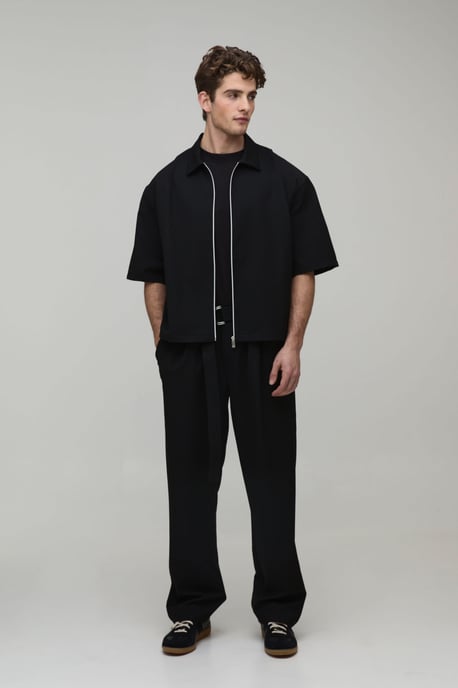 Pleat Detail Zip Up Half Sleeve Overshirt Co-Ord - Image 4