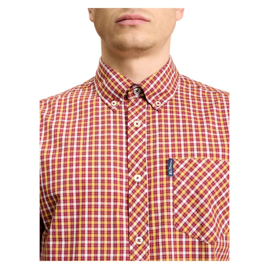 Ben Sherman Heren Signature Huis Gecheckt Korte Mouwen Overhemd (Rood) - Image 3