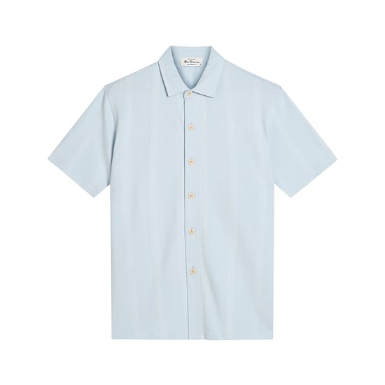 Ben Sherman Heren Verticale Pique Textuur Shirt (Poederblauw) - Image 1
