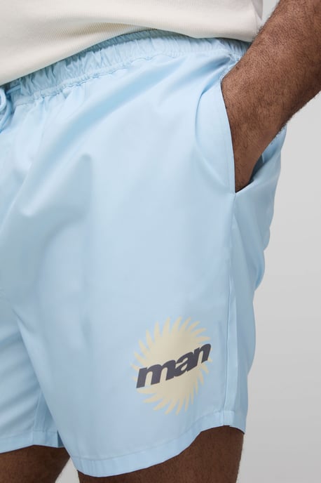Plus Man Placement Print Mid Length Swim Shorts - Image 3